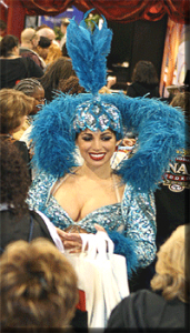 Show girl in a crowed Las Vegas convention